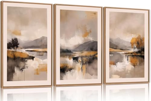 Décoration murale abstraite beige CHDITB 859, tableau de salon raffiné