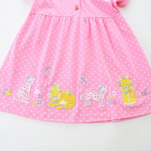 Image of HILEELANG Toddler Girl Short Sleeve Easter Dress Cotton Casual Jersey Shirt Playwear Applique Dress