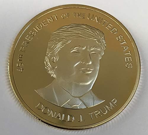 Image of Donald Trump Buffalo Round Coin - President Donald Trump Commemorative 24kt Gold Plated Collectible Coin 38mm x 3mm POTUS - MAGA 45th and 47th President of The USA