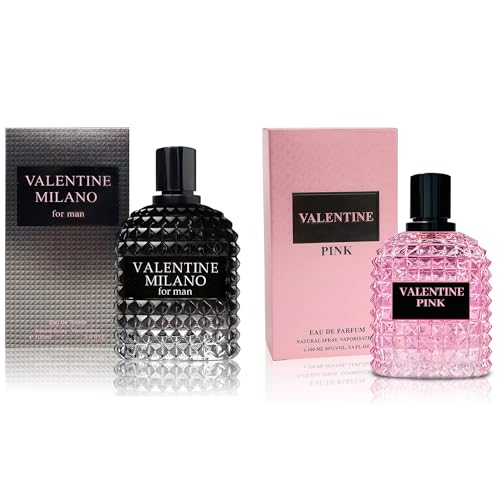 A CENTER Perfume Couple Set Valent Milano & Pink,Long Lasting Sweet Scent for Women/Men Fragrance...