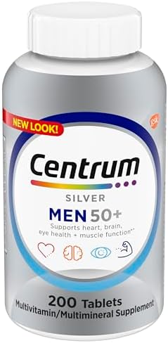 Centrum Silver Men's 50+ Multivitamin with Vitamin D3, B-Vitamins, Zinc for Memory and Cognition - 200 Tablets