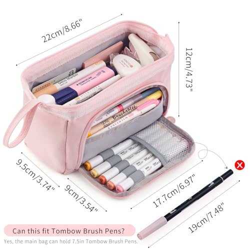 Hvomo HVOMO-CK-PINK Pencil Case Large Capacity Pencil Pouch Handheld Pen Bag Cosmetic Portable Gift thumb #2