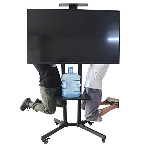 Supporto per TV resistente per schermi da 50 a 65 pollici ruote di bloccaggio e carrello mobile per TV da pavimento per camera da letto e soggiorno design elegante nero