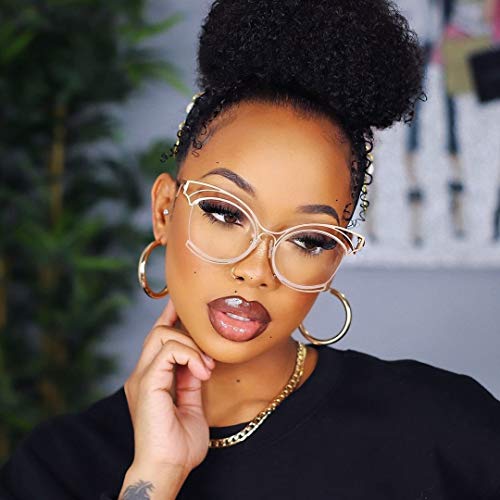 Image of VOOGLAM Oversize Cat Eye Eyeglasses for Women with Non-prescription Clear Lens Maggie GM0340