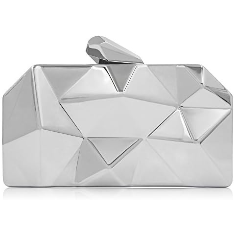 Milisente Women's Clutch Purses Metallic Bridal Party Evening Clutches Bags Cocktail Formal Handbags(Large Silver) Cover