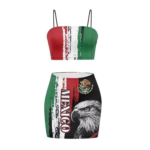 Image of 2025 Sexy Spaghetti Strap Crop Tops and Bodycon Skirt Casual 2 Piece Set S-4XL
