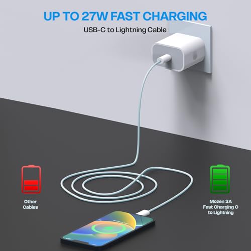 Image of Amkette MOZEN Certified 27W lightning cable iphone, 480Mbps Data Sync, Premium Braided Build, ABS Connector, (MFi-Standard & BIS Certified), Compatible with iPhone 5-14 & iPad lighting cable iphone