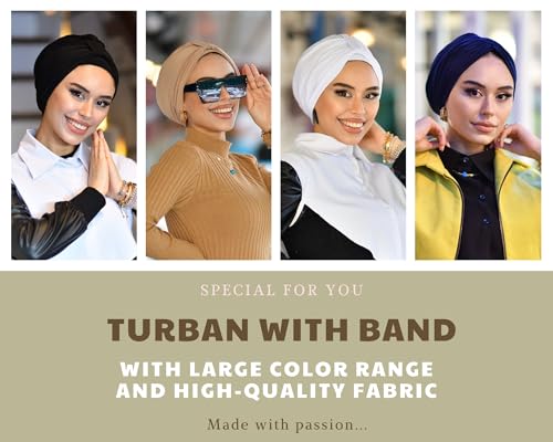 para life Band Turbans for Women, Breathable Instant Turban|Standard Size Stretchable Cotton Sandy|Pre-tied Hijab Cap
