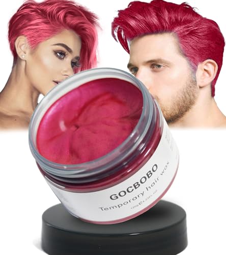 GOCBOBO Cera de Color Temporal Para el Cabello Lavable Rojo   Tinte Para Hombres y Mujeres   DIY Peinado Para Fiesta Cosplay Halloween 4.23 Oz
