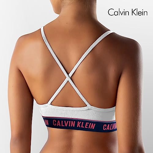 CALVIN KLEIN Ck Top Sutiã com Alças Cruzadas e Elástico Sustentação Versátil Algodão Cotton, Branco,