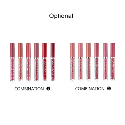 Baugger Conjunto de batom 6 cores fosco Kit de batom líquido aveludado à prova d'água de longa dura