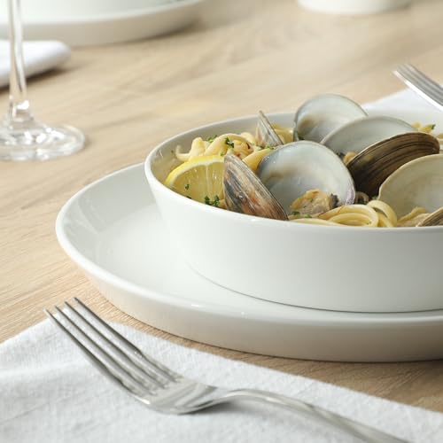 Image of Martha Stewart Selma Plates and Bowls Sets, 30-Piece Porcelain Dinnerware Set for 6, White Dish Set with Dinner Plates, Dessert Plates, Pasta Bowls, Cereal & Fruit Bowls