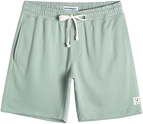 maamgic Mens Sweat Shorts 7" Above Knee Workout Gym Shorts Lounge Shorts with Zipper Pockets Mint