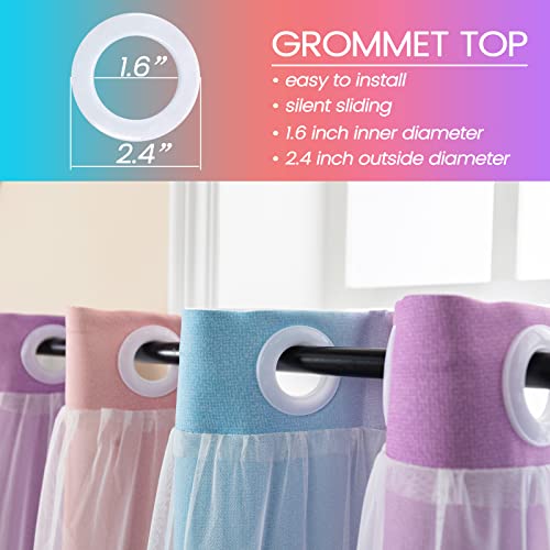 Lugotal Curtains For Girls Bedroom Purple And Pink Kids Curtain Star Cutout Rainbow Curtain For Girls Room Decor Window Nursery Curtain 63 Inches Long Room Darkening Grommet, 2 Panels, W52 X L63 #TOP4