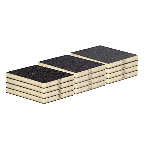 Schleifschwamm Schleifmatte I Je 4 Matten Körnung K60 K 120 K220 GROB MITTEL FEIN I DIY, Handschleifer für versch. Materialien I weiches anpassungsfähiges Schleifmittel, Schleifklotz, Schleifblock Cover