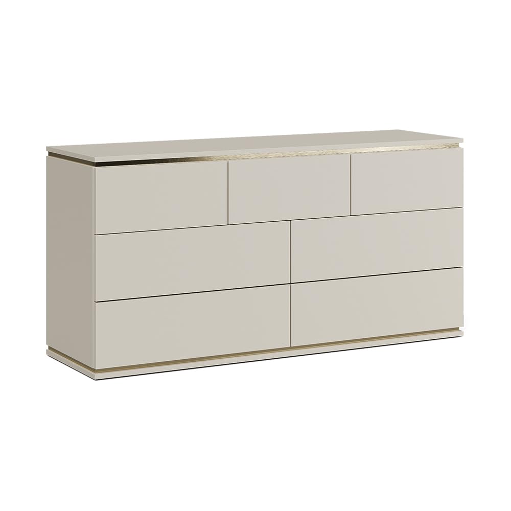 Vicco Cassettiera per camera da letto Linette, Cachemire, 139.8 x 70 cm con 7 cassetti, Meccanismo push-​to-​open per un'apertura silenziosa
