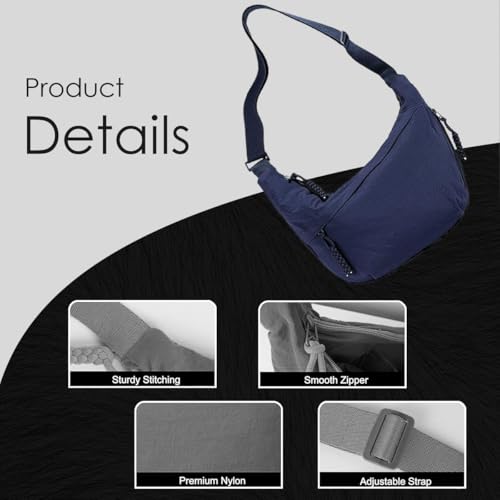 Image of Lyrovo Travel Crossbody Crescent Bags for Women Over Shoulder Purse with Zipper Half Moon Sling Bag & Waist Bag Unisex Chest Bag