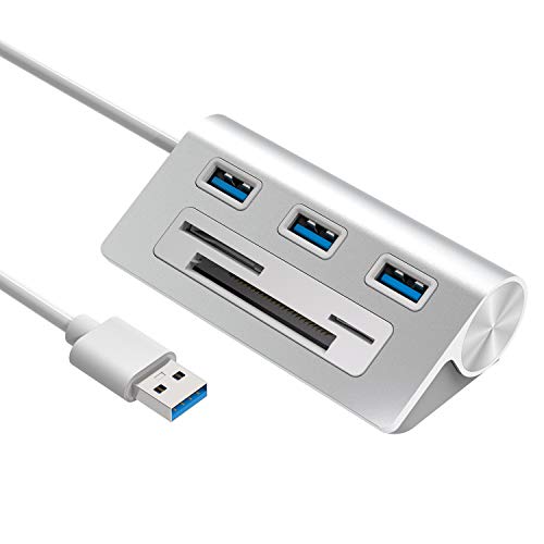 6-in-1 USB Hub 3.0, Aluminum Data Hub with 3 USB 3.0 High-Speed Port