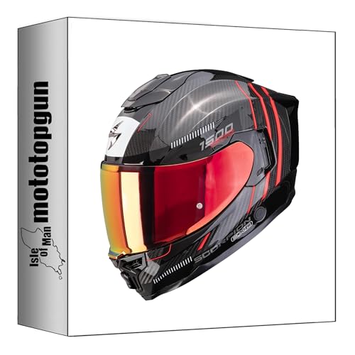 Casque intégral moto Scorpion EXO-1500 Carbon Air XXL avec système Airfit noir et rouge