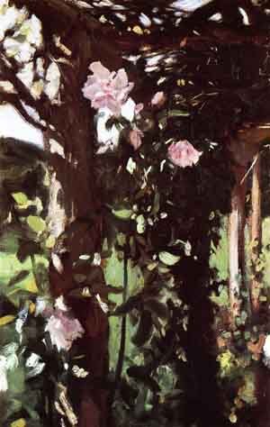 Peinture à l'huile Reproduction Sargent Roses at Oxfordshire 1886, Toile 30x36