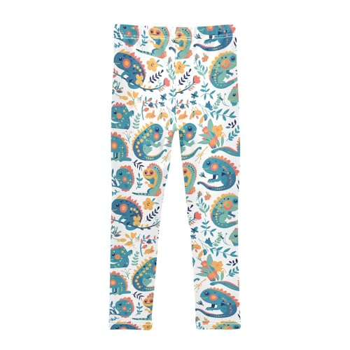 KLL Colorful Pattern with Cute Chameleons Girls Cotton Leggings Fashion High Waisted Sweatpants Gym2