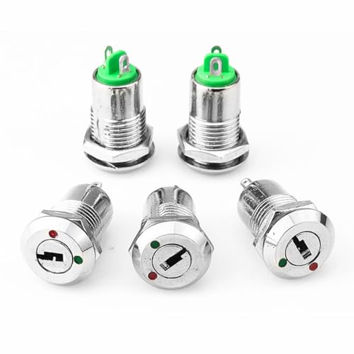 5 STÜCKE Elektrischer Schlüsselschalter ON Off Keyswitch Metalldrehschalter 2-polig mit passenden Schlüsseln für Telefonschrank Meter Box usw
