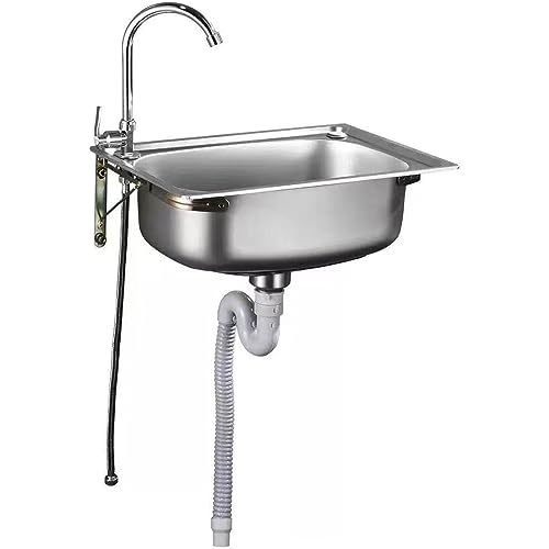 Évier de cuisine compact à une cuve avec robinet lavabo mural utilitaire