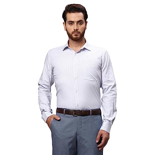 Image of Park Avenue Men's Pure Cotton Stripe Pattern Slim Fit Semi Cutaway Collar Full Sleeve Formal Shirt