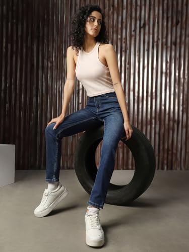 Image of High Star Women Cotton Washed Skinny fit High-Rise Casual Jeans