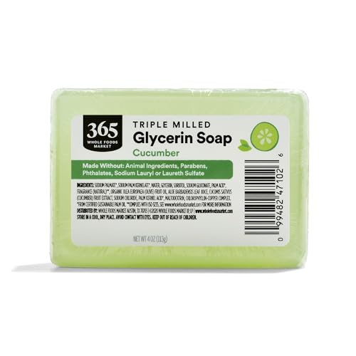 365 by Whole Foods Market, Translucent Cucumber Soap Bar, Triple Milled Glycerin Soap, 4 Ounce