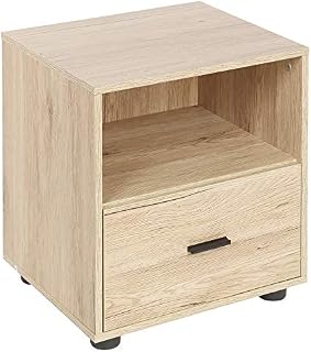 URBNLIVING 1 Oak Drawer Bedside Cabinet