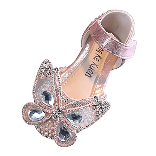 Girls Butterfly Sandals, Closed Toe Cute Princess Flats, Sparkly Summer Dress Shoes, Glitter Rhinestone Sandals