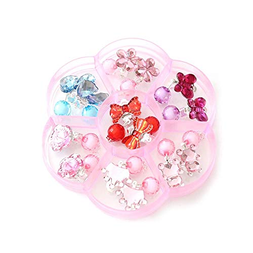 SYXX Giovane orecchino della Ragazza Box Set, Student Orecchini Falsi for Bambini, Gioielli Regalo di Compleanno Kindergarten Regalo Clip Tipo Gioielli for Bambini, 7 PCS