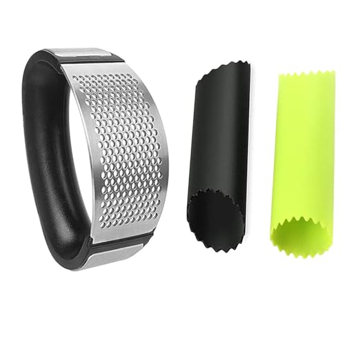 Enclave Garlic Press Rocker Stainless Steel Mincer Crusher with Silicone Garlic Peeler Roller Tube Set Odorfree Kitchen Tool Easy to Clean Dishwasher Safe (2)