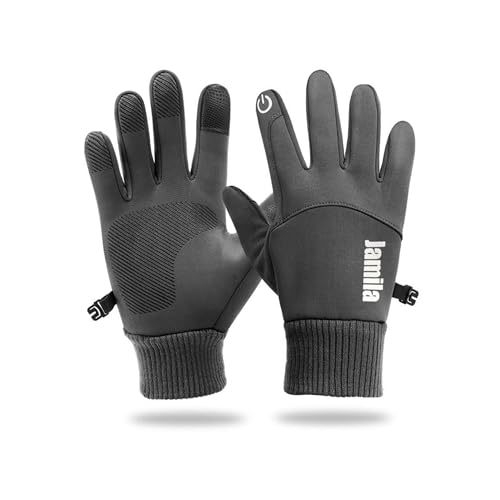 JAMILA Jamigloves Moto Invernali Touch Screen Antivento, Termici Antiscivolo, Idrorepellenti per Scooter, Corsa, Ciclismo, Escursionismo, Waterproof, Trekking (NERO - L)