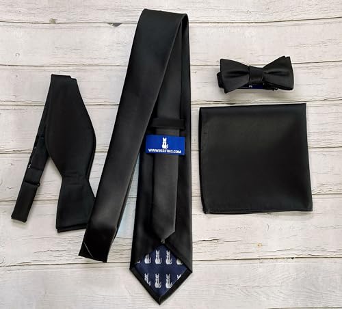 Image of KissTies 6PCS Satin Pocket Square Plain Color Handkerchief Gift Set