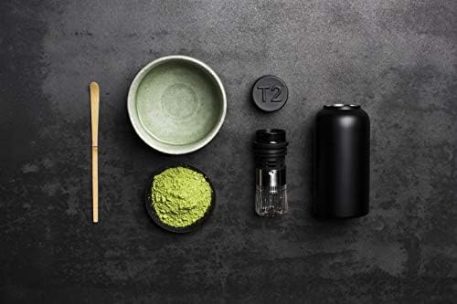 T2 Tea H999BU077 - Insulated Matcha Tea Flask with Stainless Steel Whisk, Black, 300ml