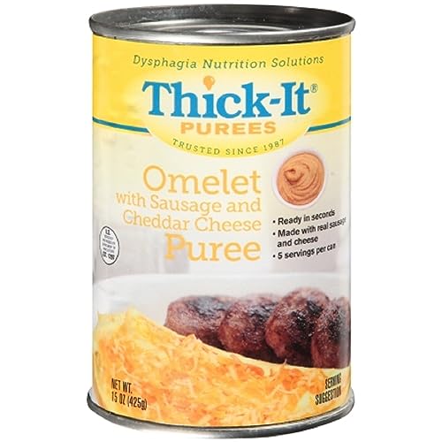 Thick-It Omelet with Sausage & Cheddar Cheese Puree (IDDSI) Ready in Seconds Made with Real Sausage & Cheese Simple-to-Use Digestible Swallowing Aid 15 oz Can (12 Pack)