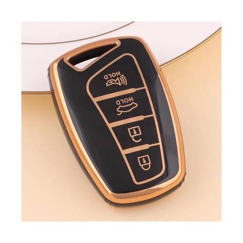 Coque clé TPU Hyundai Genesis G80 Santa Fe Equus protection de clé de voiture noire et or