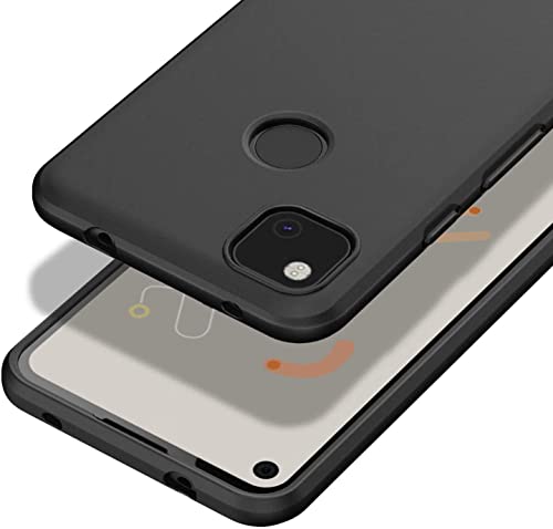 Image of Mobile Back Cover Case for Google Pixel 4A (Silicone Case|CameraProtection|Black SC1510)