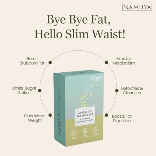 Image of Namhya Ayurvedic Fat Loss Tea Bags | Stimulant-Free | 28-Day Metabolic Reset | Controls Cravings | Reduces Belly Fat & Bloating | Detox & Digestion Support | Natural Herbal Tea | 50 Tea Bags