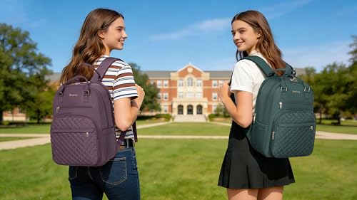 Image of School Backpack for Teen Girls Women, Quilted Bookbag for College High School Travel Work