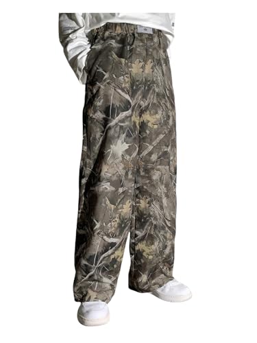 Boy's Baggy Camo Pants Elastic Waist Straight Wide Leg Casual Track Pants2
