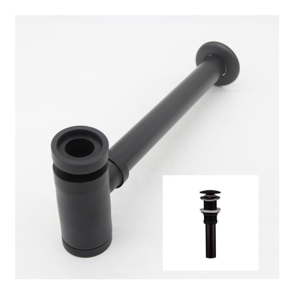Scarico for tubo lavabo da bagno con scarico pop-up | Kit di scarico sifone rotondo in ottone for sifone for bottiglia(Without overflow 1)