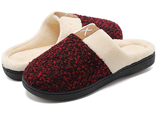 welltree - Zapatillas de estar por casa para mujer, suaves, con espuma viscoelástica, calentitas, para invierno, antideslizantes, ligeras., color Rojo, talla 36/37 EU