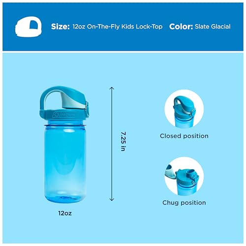 Image of Nalgene Kids' 12 oz On The Fly Lock-Top Water Bottle, Slate Glacial