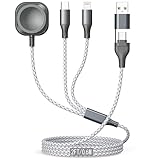 Multi Charging Cable for Apple Watch Charger 2FT, iPhone Charger USB A/C Multi Fast 3 in 1 Charging Cable for iWatch Ultra/SE/10-1 & iPhone16-5/Pro/Plus/iPad/iPod/Airpod