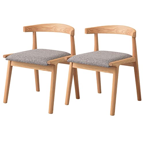 PaletteLife ダイニングチェア 2脚セット チェアー 椅子 イス おしゃれ 北欧 木製 木脚 ナチュラル脚 完成品 布 ファブリック アームレス 引っ掛け ルンバブル 灰色 グレー