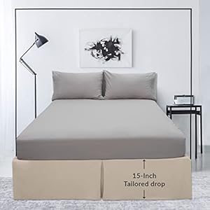 Mellanni Bed Skirt Cal King Size- Bed Frame - 15-Inch Tailored Drop Pleated Dust Ruffle - Wrinkle, Fade, Stain Resistant - 1 Bedskirt (Cal King, Sand) Mellanni Bed Skirt Cal King Size Bed Frame 15 Inch Tailored Drop Pleated Dust Ruffle Wrinkle Fade Stain Resistant 1 Bedskirt Cal King Sand