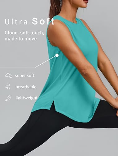 Image of PINSPARK Workout Tank Tops for Women UPF 50+ Side Slits Athletic Gym Shirt